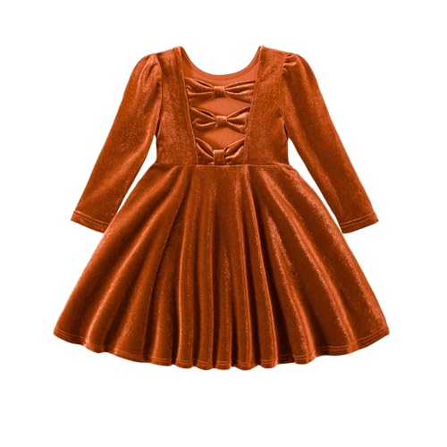 Miipat Toddler Girls Velvet Dress Ruffle Fall Winter Dress Long Sleeve Elegant Wedding Party Dress
