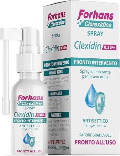 Forhans Clorhexidina, Spray Clexidina 0,30%, Uso Tópico Spray con Clorhexidina para Mucosas Orales, Encías, Dientes y Garganta, Acción Antiséptica y Antibacteriana, Buen Sabor, 50 ml
