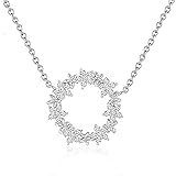 Accessorie Collar de plata de ley para mujer, estrellas y flores brillantes, collares con colgante minimalistas de para mujer, collares únicos y delicados coreanos