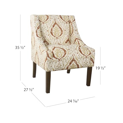Image of HomePop Classic Swoop Arm Accent Chair - Orange & Cream Medallion