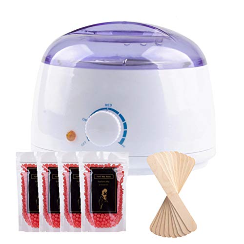 Preisvergleich Produktbild Wachswärmer, Professionelle Haarentfernungsmaschine 4 Taschen Hartwachs Bohnen Wachs Gesundes Entspannendes Wachskit Für Beine, Gesicht, Unterarm, Bikini,Weiß,Strawberry