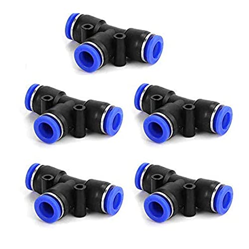 HOSEMART� 10mm X 10mm X 10mm Union Tee Push PU Pneumatic Pipe Fitting Connector 10 mm OD Hose Tube (Pack of 5)