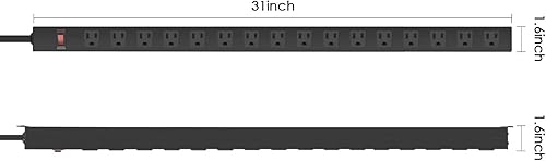 Miniatura 2 de HHSOET Regleta de alimentación de metal para montaje en pared, toma de corriente montable, toma de corriente de aleación de aluminio con
