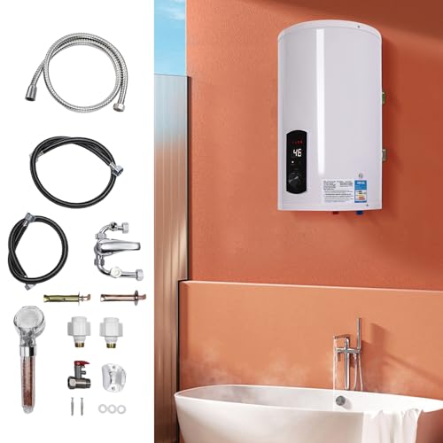 Calentador de Agua Eléctrico Con Panel de Control Con Pantalla Digital, 2000 W, 220 V, IPX4, Vertical, Bajo Consumo, Para Cocinas, Baños, Peluquerías (Blanco, 50L)