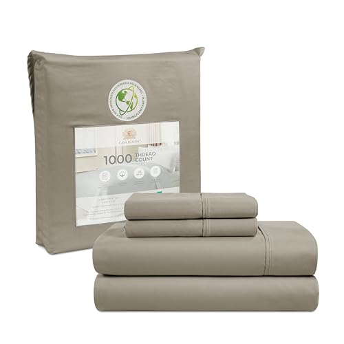 Casa Platino CP10004C-QN-SVL 1000 Thread Count Sheets Queen Size, 4 Pieces, Cotton Rich High Tread Count Sheets cover