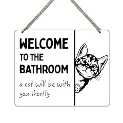 Funny Cat Welcome Hanging Sign