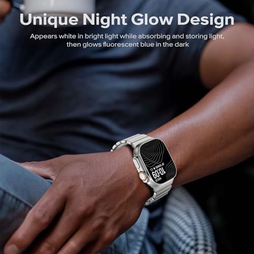 Image of CHANCHY Titanium Band Compatible with Apple Watch Ultra 3 /2 /1 Band 49mm 46mm 45mm 44mm 42mm, Luxury Band Titanium Silicone Dual-Layer Link for Men iWatch Series 11 10 9 8 7 6 5 4 SE