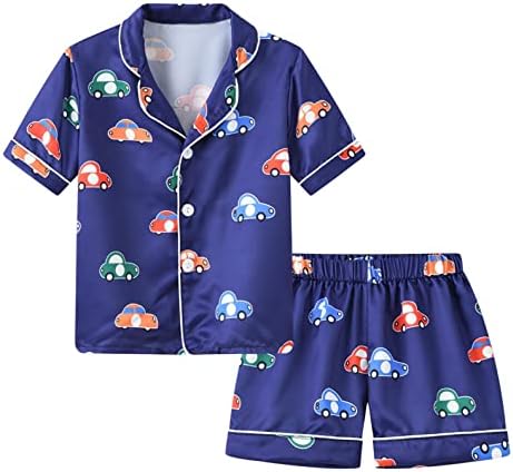 Falls Creek Pajamas Kids Toddler Boy Girls Clothes Casual Cartoon Prints Short Sleeves Top Boxing Robe Girls 3-4 Years A12 - Blue