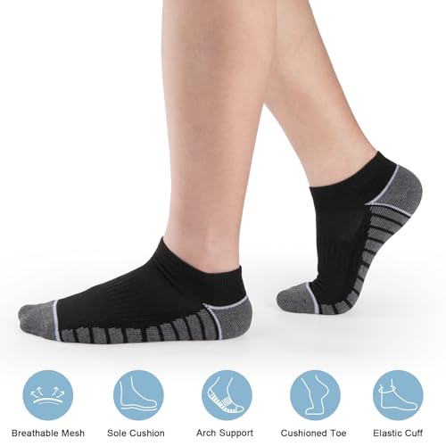 COOVAN 12 Pack Mens Ankle Socks Athletic Running Cushioned Breathable Low Cut Sports Workout Socks 5