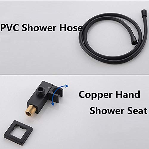 Ensemble pommeau de douche cascade noir mat avec mitigeur 3 voies