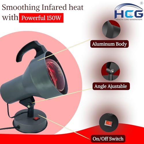 Image of Model 03 Infrared Heat Therapy Lamp | 150W E27 Infrared Bulb, Metal Body, 230V Corded Electric | Physiotherapy Heat Lamp for Home & Clinic