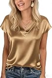 Xiaoliny Chemisier Satin Femme Été Haut Chic et Elegant Casual T-Shirt à Manches Courtes C...