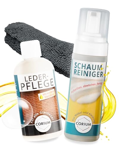 Kit d'entretien du cuir avec chiffon microfibre de qualité supérieure Corium