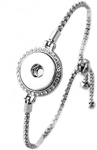 Interchangeable 18-20mm Snap Jewelry Adjustable Slider Strand Bracelet - Rhinestone Halo by My Prime Gifts