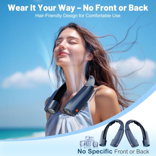 Image of 8000mAh Portable Neck Fan with 6 Powerful Speeds, 20H Runtime Cooling Fan | USB-C Rechargeable Fan,Hands-Free 360 Cooling Neck Fan,Twistable,Wearable Personal Fan Gift for Women Men Outdoor