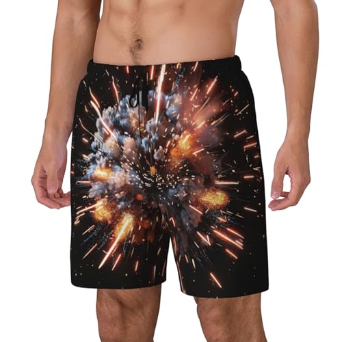 Explosion Firework 3D Print Men's Swim Trunks Quick-Dry Mesh Beach Shorts Swimwear for Men Swimming Surfing2
