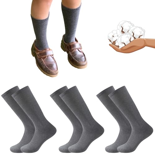 Calcetines Altos 85% Algodón Color Gris Oscuro para Niña, Niño y