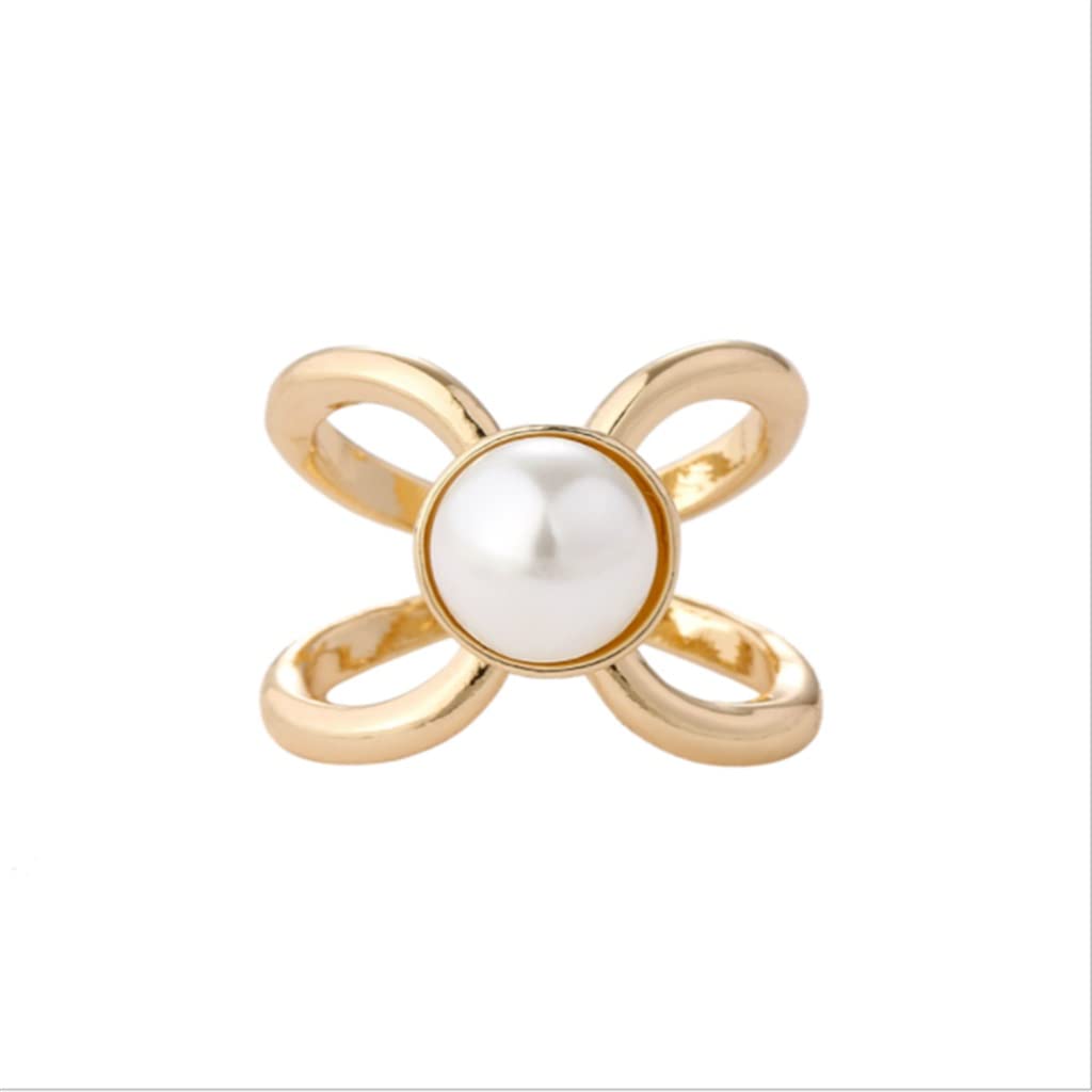 DREI Ring Schnalle Mode Imitation Perle Broschen Kristall Schal Taste Gebogene Kreuz Broschen Frauen Schal Schals Clip