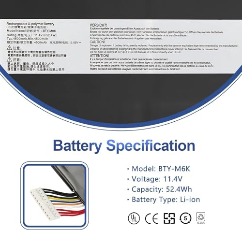 Image of Wefly BTY-M6K Laptop Battery Compatible for MSI Stealth Pro GS63VR 7RG 7RG-005 7RG-036CN GF63 8RD-031TH 8RC-034CZ 9SC GF75 Thin 3RD 8RC 8RD 8SC 9SC-088CN Series MS-16K3 MS-17B4 Laptop Battery