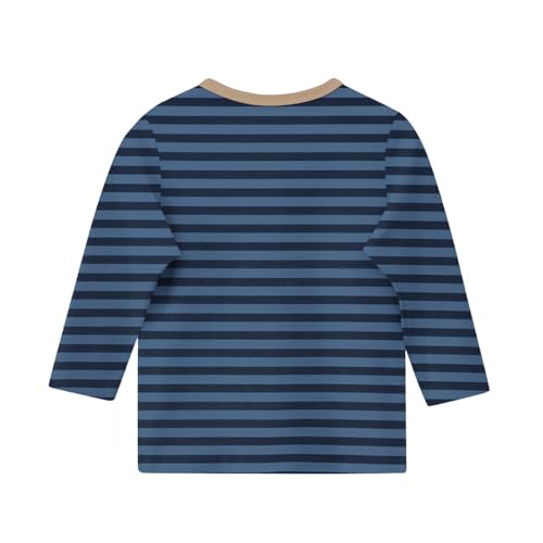 Shirt for Girls Fashion Cute 3/4 Sleeve Striped Print Shirts Kids Casual Crewneck Soft Comfy Solid Color Tunic Tops4