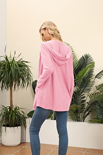 Image of VIISHOW Womens Lightweight Casual Hoodie Cardigans Open Front Waffle Knit Long Sleeve Outwear Coat with Pockets