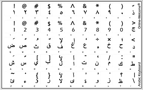Online-Welcome Arabic Black Letters Keyboard Stickers Transparent Background for Laptop PC Computer Desktop