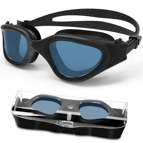 HotSrace Óculos de natação polarizados anti-embaciamento proteção UV impermeável, óculos natação visão clara fáceis de ajustar para homens, mulheres, adultos e adolescentes
