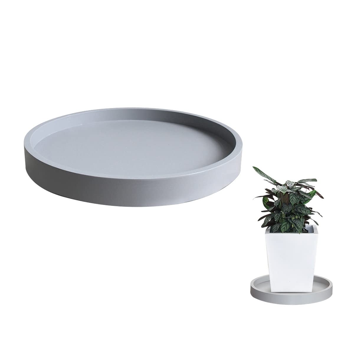 HHOZsafety Plant Saucer Plastic Tray 60cm Drip Tray for Flower Pots Indoor Plant Saucers Light Gray Flower Pot Tray