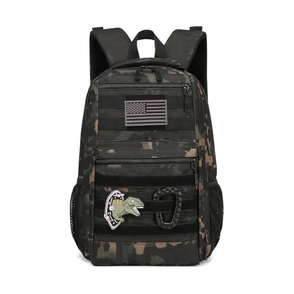 Kids Tactical Backpack Army Molle Bookbag Military Boys Backpack for School, Outdoor, Camping, Black CM