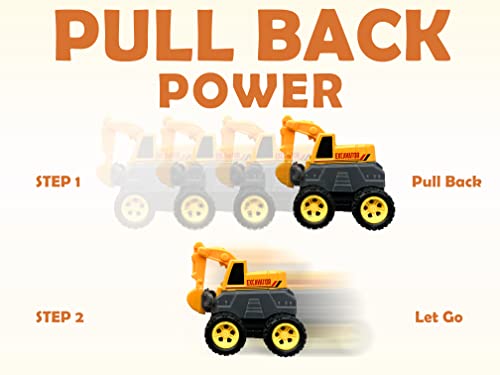 Seeswell Construction Truck Toys | Monster Truck | Pull Back Friction Powered | Die-Cast Alloy Vehicles Playset | 4 Pack | Toys For 3+ Years Old Kids #TOP2