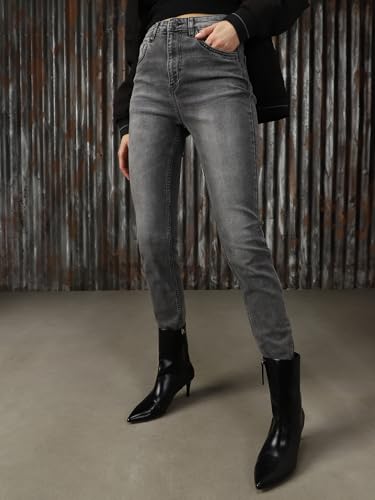 Image of High Star Women Cotton Washed Skinny Fit High-Rise Jeans