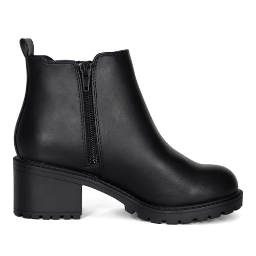 STYLISH S CIELO-K ~ Girls Lug Sole Block Heel Platform Chelsea Ankle Boots with Side Zipper3