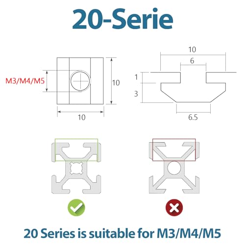 50 Stück Nutensteine M3, Leryati Nutsteine Set T-Nut Kohlenstoffstahl Nutenstein, T-nutensteine lang Aluminiumprofil-Extrusionsschlitz Nutensteine Nut 6 - Typ B Standard 20-Serie