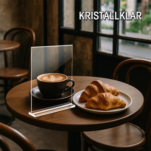 Flow fire 6 Stück Acryl A4 Tischaufsteller, T-Ständer Aufsteller, A4 Werbeaufsteller Preisschilder Ständer für Restaurant, Menükarte, Theke