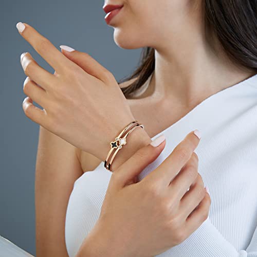 Pera Jewelry 14K Gold Plated Bangle Bracelet, Zirconia Simulate Diamond Bangle For Women With Gift Box, Buckled Nail Cuff Bold Bracelet #TOP3