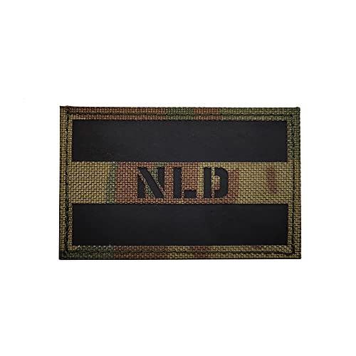 Parche reflectante de la bandera de Holanda NLD táctico infrarrojo de los Países Bajos con emblema de moral militar, cierre de gancho para coser en el hombro