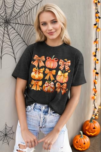 Halloween Shirts for Women Spooky Season Shirt Pumpkin Ghost Graphic tees Casual Short Sleeve Tops - image 3