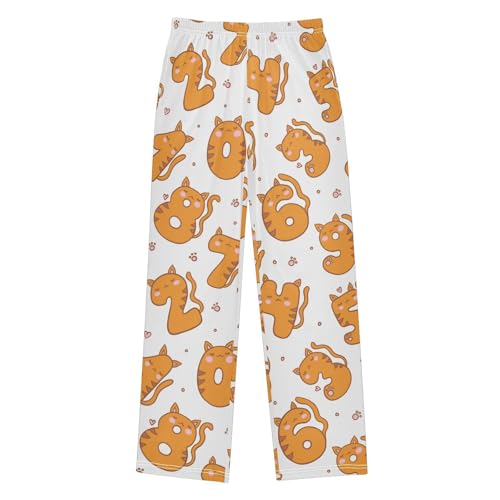 Boys' Pants Cute Cats Number Long Bottoms Jogger Pants Elastic Waist Trousers with Pockets S-XL