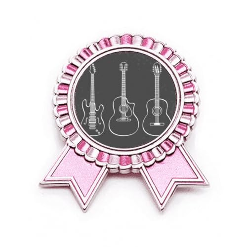 Broche guitare rose en métal taille M avec instruments de musique miniatures