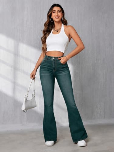 Image of Ben Martin Women's High Waist Jeans || Flared Bell Bottom Bootcut Pants || Wide Leg Stretch Denim - Perfect for Travel, Party & Everyday Use Sizes 26 to 40 (0)