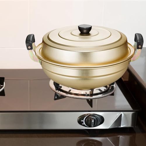 Harilla Aluminum Steamer Steam Pot with Lid Universal Food Cooker Steaming Cookware for Making Stem Dining Room Bun Vegetable, Gold 38.5x23cm - Image 2