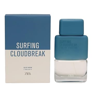 Zara Surfing Cloudbreak Men Perfume Woody Aquatic Fragrance Marine Freshness with Champaca Calypsone & Cedar Scent Inspired by Fiji Eau de Parfum EDP 100ml 3.38 fl. oz.