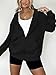 LYHIPSS Women's Oversized Lightweight Hoodies for Women Full Zip Up Long Sleeve Drawstring Jackets Black
