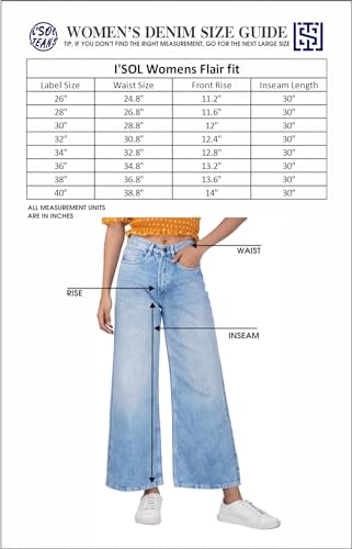 Image of i'sol Jeans for Women | Baggy Jeans for Women High Waist | Wide Leg Jeans for Woman | Bell Bottom Jeans