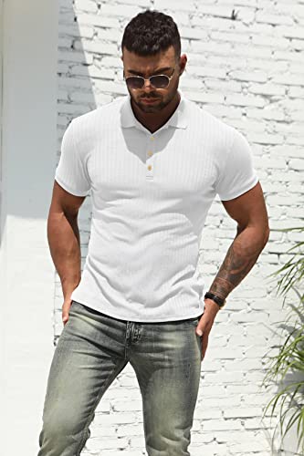 NITAGUT Men's Polo Shirts Shorts& Long Sleeve Casual Slim Fit Workout Shirts2