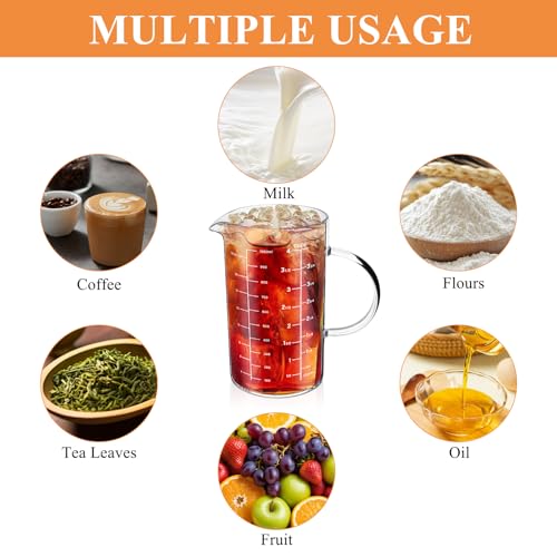Vaso medidor de vidrio 1000 ml con tapa y mango miniatura 7