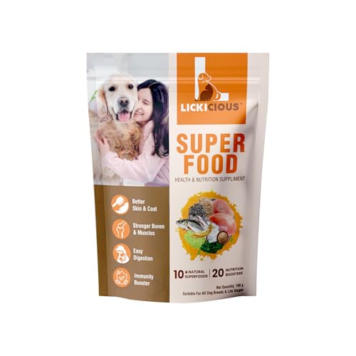 Image of LICKICIOUS Super Food Topper 100g | Powdered Puppy & Adult Dry Dog Food Supplement with Chicken, Fish Oil for Stronger Bones, Joints, Immunity | Healthy Skin & Shiny Coat | 10+ Natural Superfoods