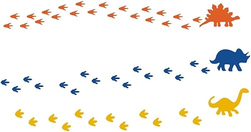 Miniatura 3 de Adhesivo de pared de dinosaurio para guardería, dormitorio, habitación de niños o niñas, sala de juegos, aula, sala de estar (naranja, azul y