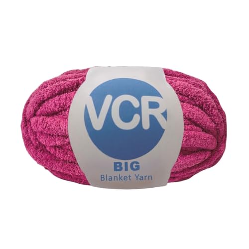 Image of VCR Dark Pink Yarn, 200 Grams Big Chunky Hank, 22 Meters Length, Suitable for Knitting Blankets and Pillows, 100% Polyester Yarn Ball for Crochet DIY, Soft Threads, Pack of 1