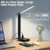 Lámpara de escritorio LED karidi con regleta, 3 enchufes AC y 4 puertos USB (2 USB-C), luz de trabajo que cuida la vista, 5 modos de color y 5 brillos atenuables, base resistente, esencial para hogar, oficina y dormitorio 8